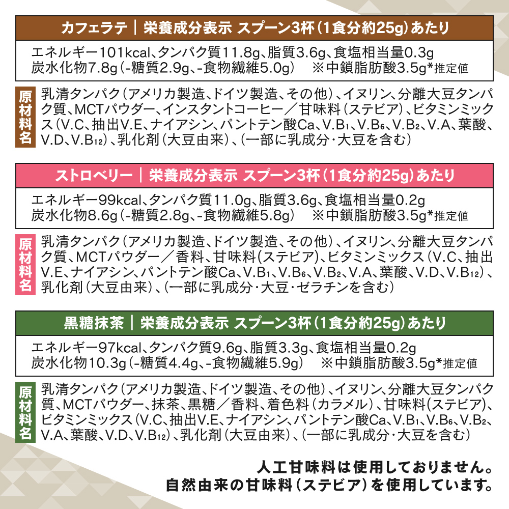 【15%OFF】MCTダイエットプロテイン ウェイトダウン（カフェラテ・ストロベリー・抹茶味）セット（賞味期限間近：2023年9月12日）＜送料無料＞