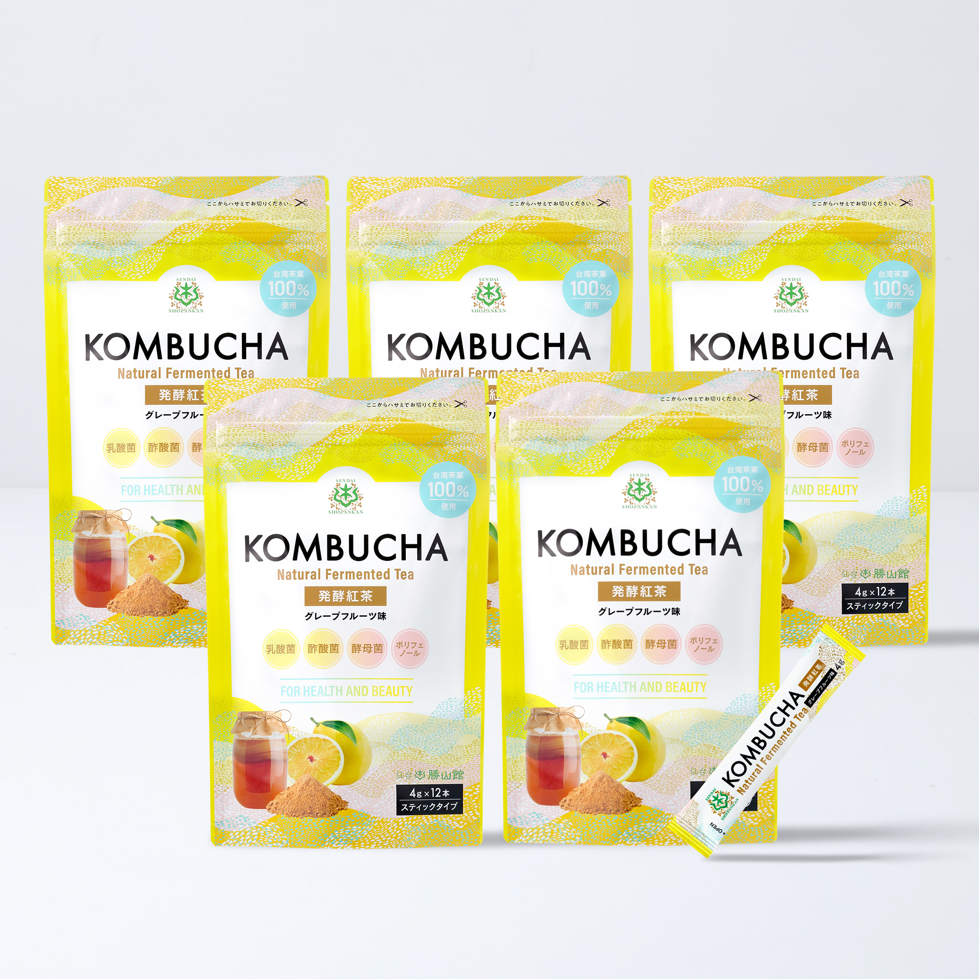 仙台勝山館 発酵紅茶 KOMBUCHA グレープフルーツ 4g×12本（5個セット）