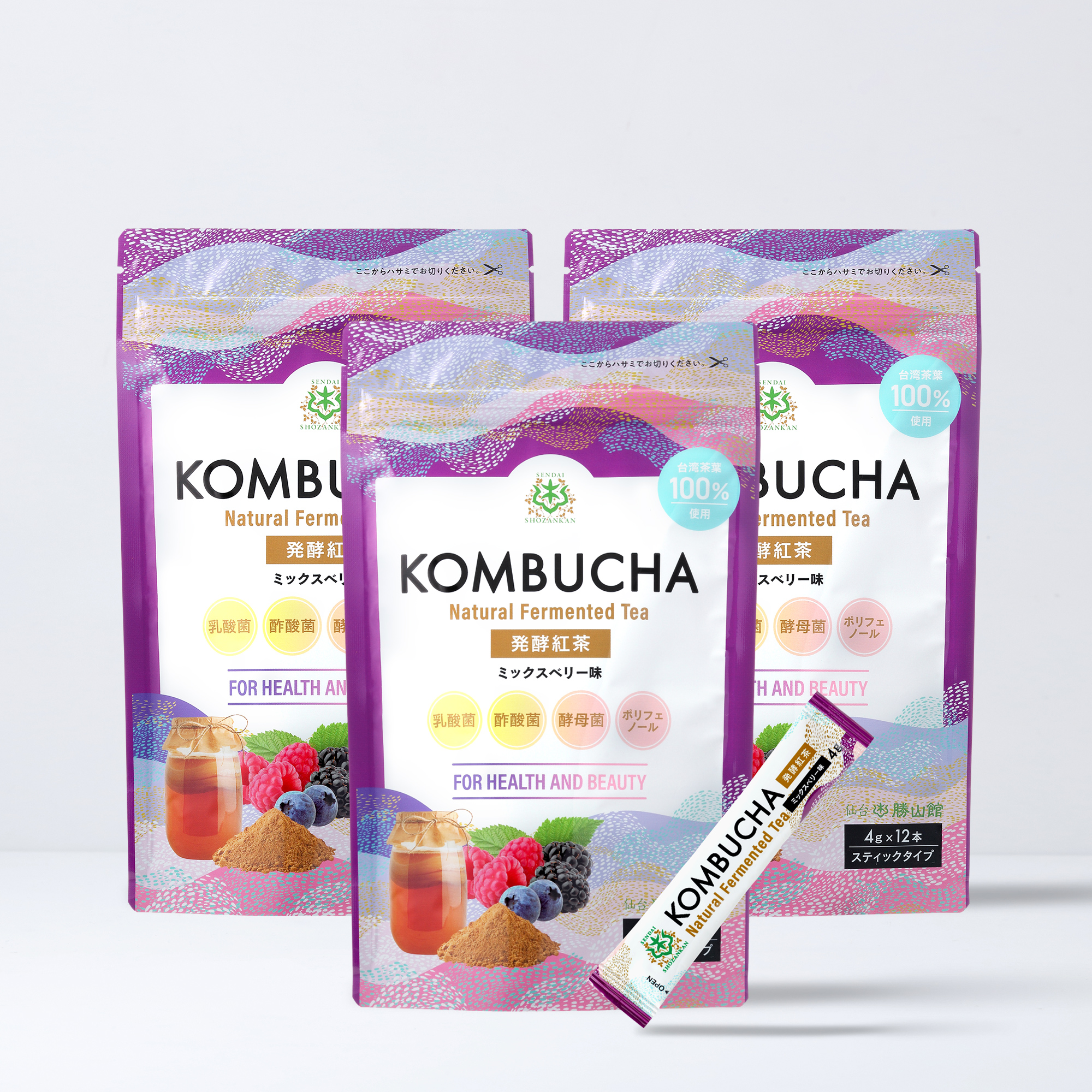 仙台勝山館 発酵紅茶 KOMBUCHA ミックスベリー 4g×12本（3個セット）