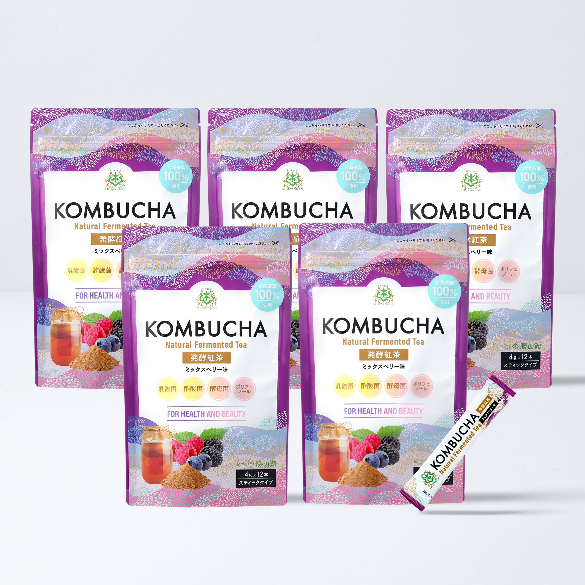 仙台勝山館 発酵紅茶 KOMBUCHA ミックスベリー 4g×12本（5個セット）