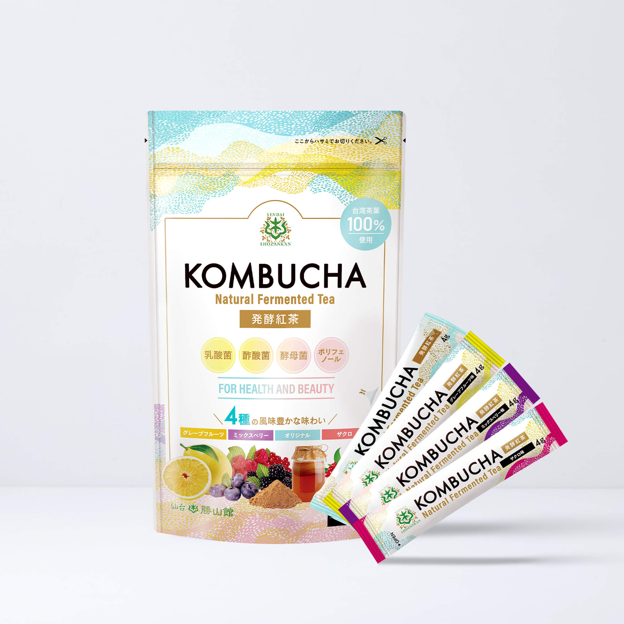 仙台勝山館 発酵紅茶 KOMBUCHA 4種のフルーツ味セット 4g×12本