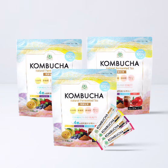 仙台勝山館 発酵紅茶 KOMBUCHA 4種のフルーツ味セット 4g×32本（3個セット）