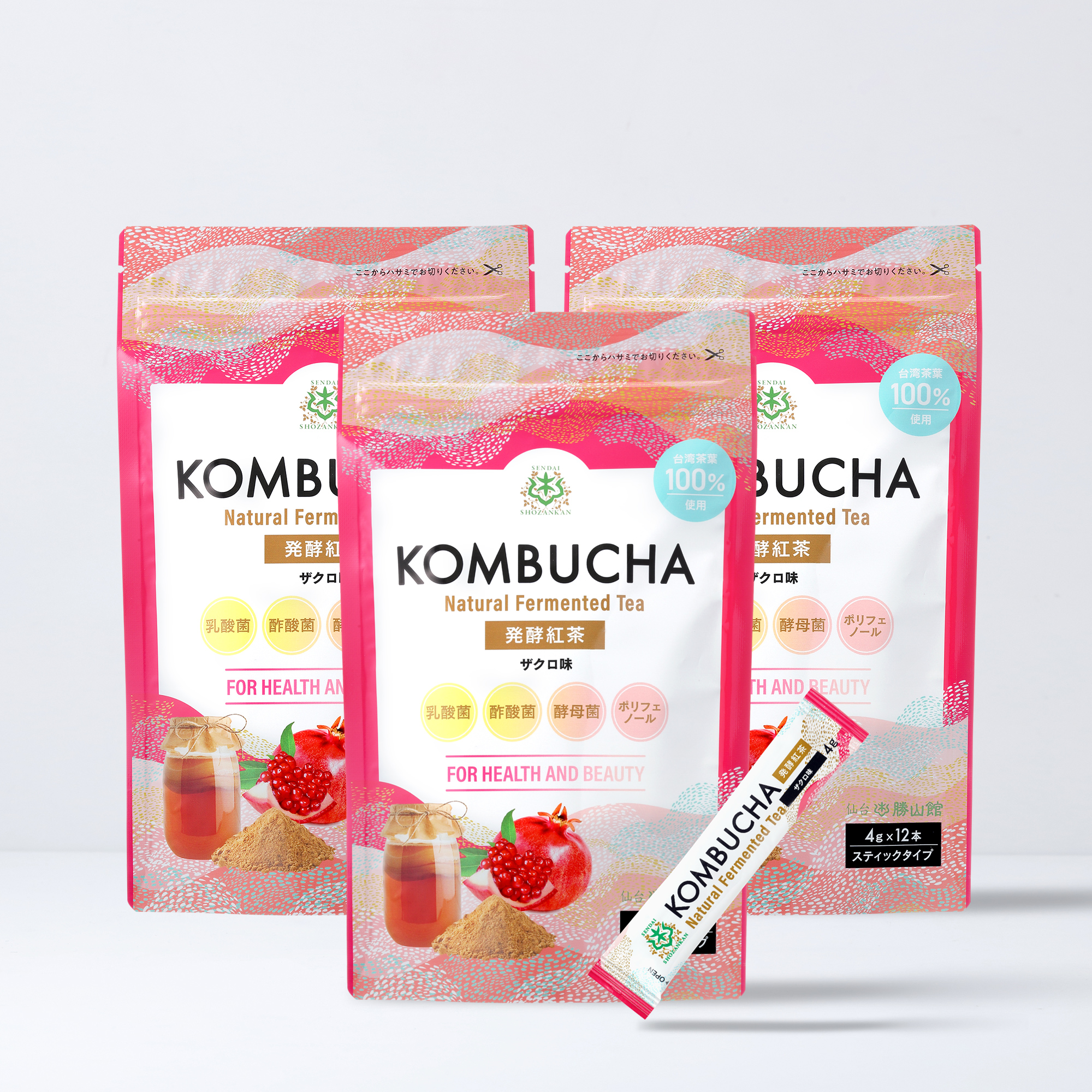 仙台勝山館 発酵紅茶 KOMBUCHA ザクロ 4g×12本（3個セット）