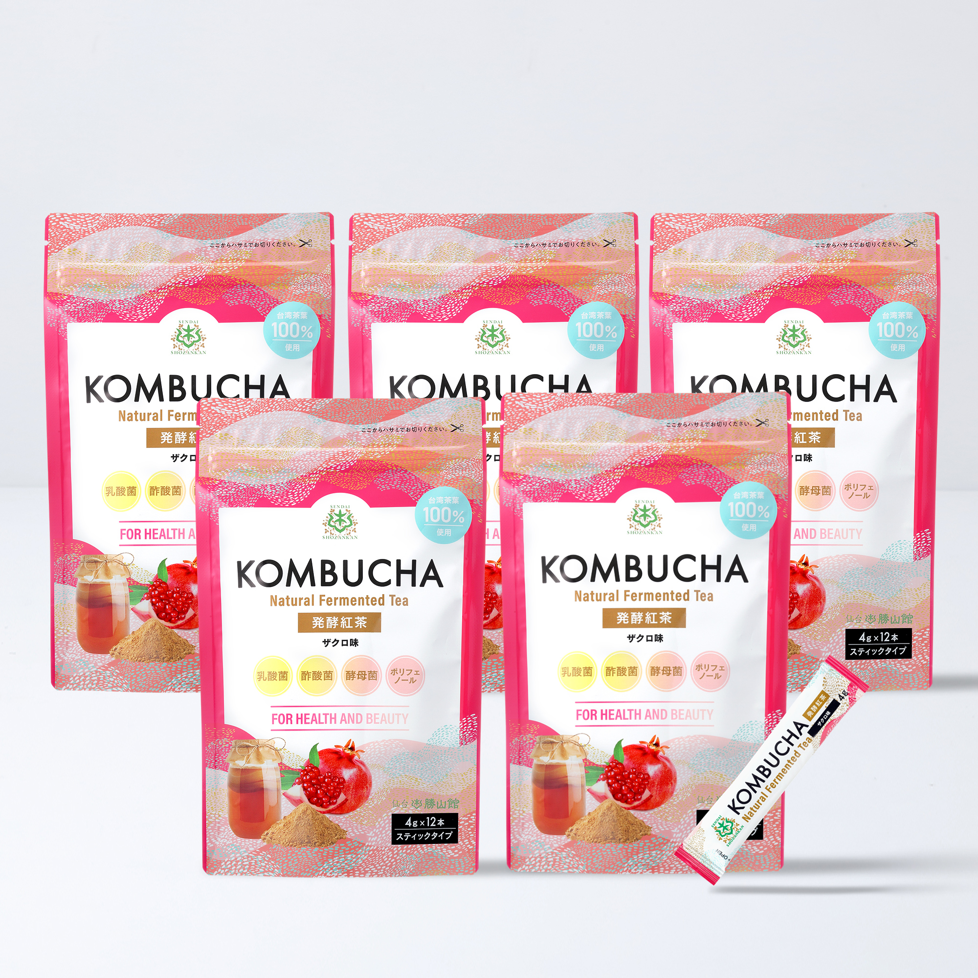 仙台勝山館 発酵紅茶 KOMBUCHA ザクロ 4g×12本（5個セット）