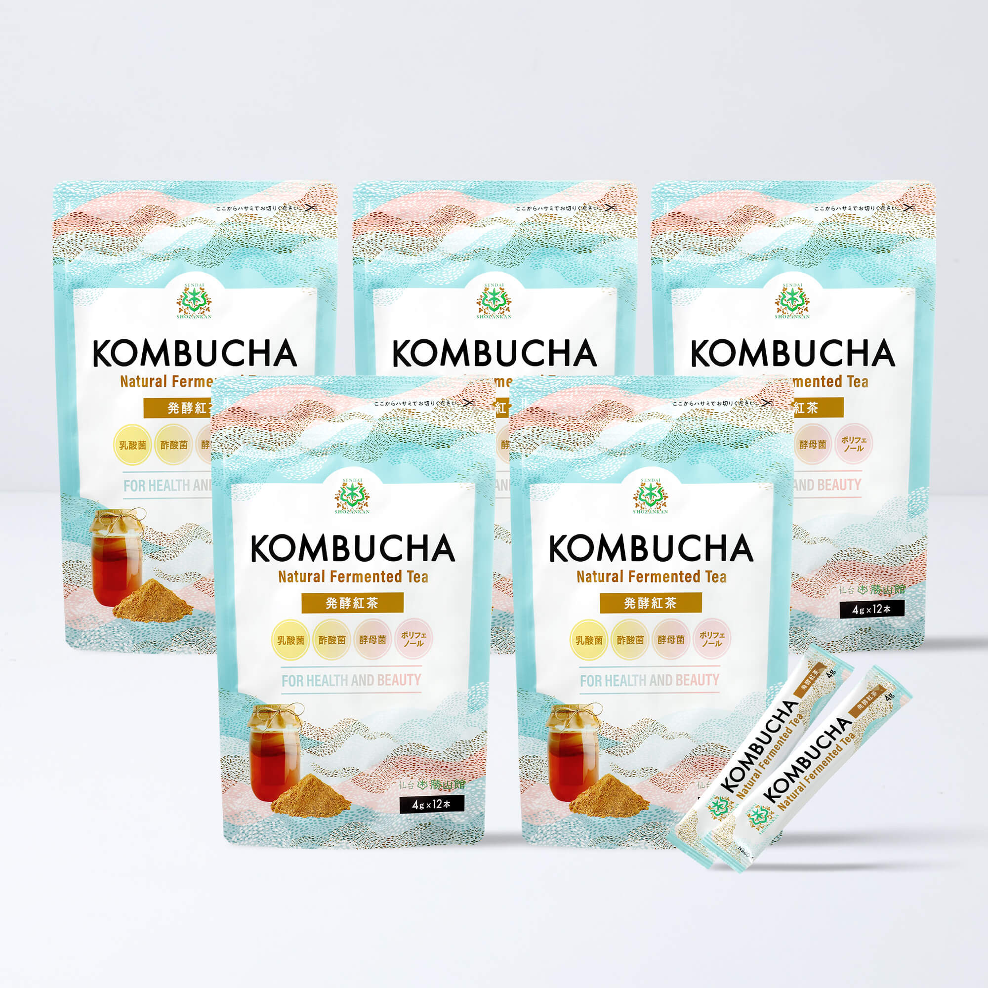 【10％OFF】仙台勝山館 発酵紅茶 KOMBUCHA 4g×12袋（5個セット）＜送料無料＞