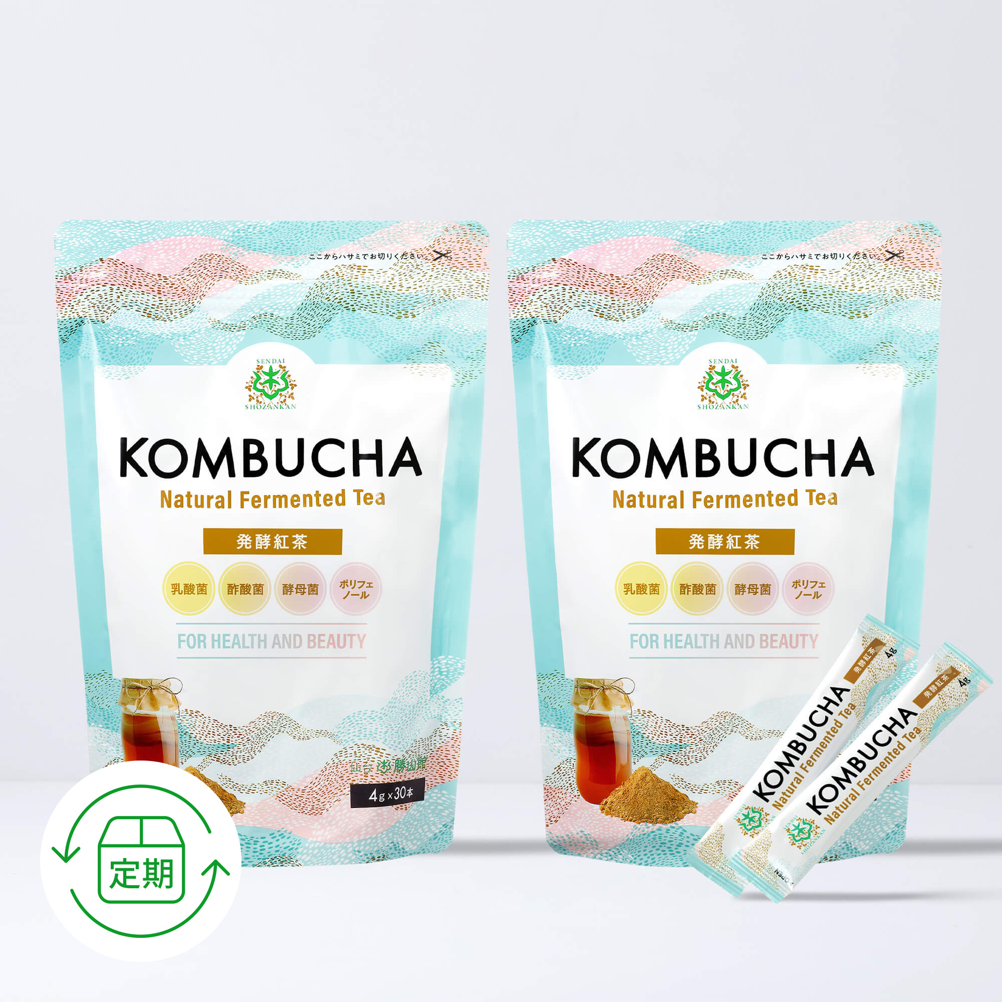 【定期便／1ヶ月コース】仙台勝山館 発酵紅茶 KOMBUCHA 4g×30本（2個セット）＜3回以上継続＞