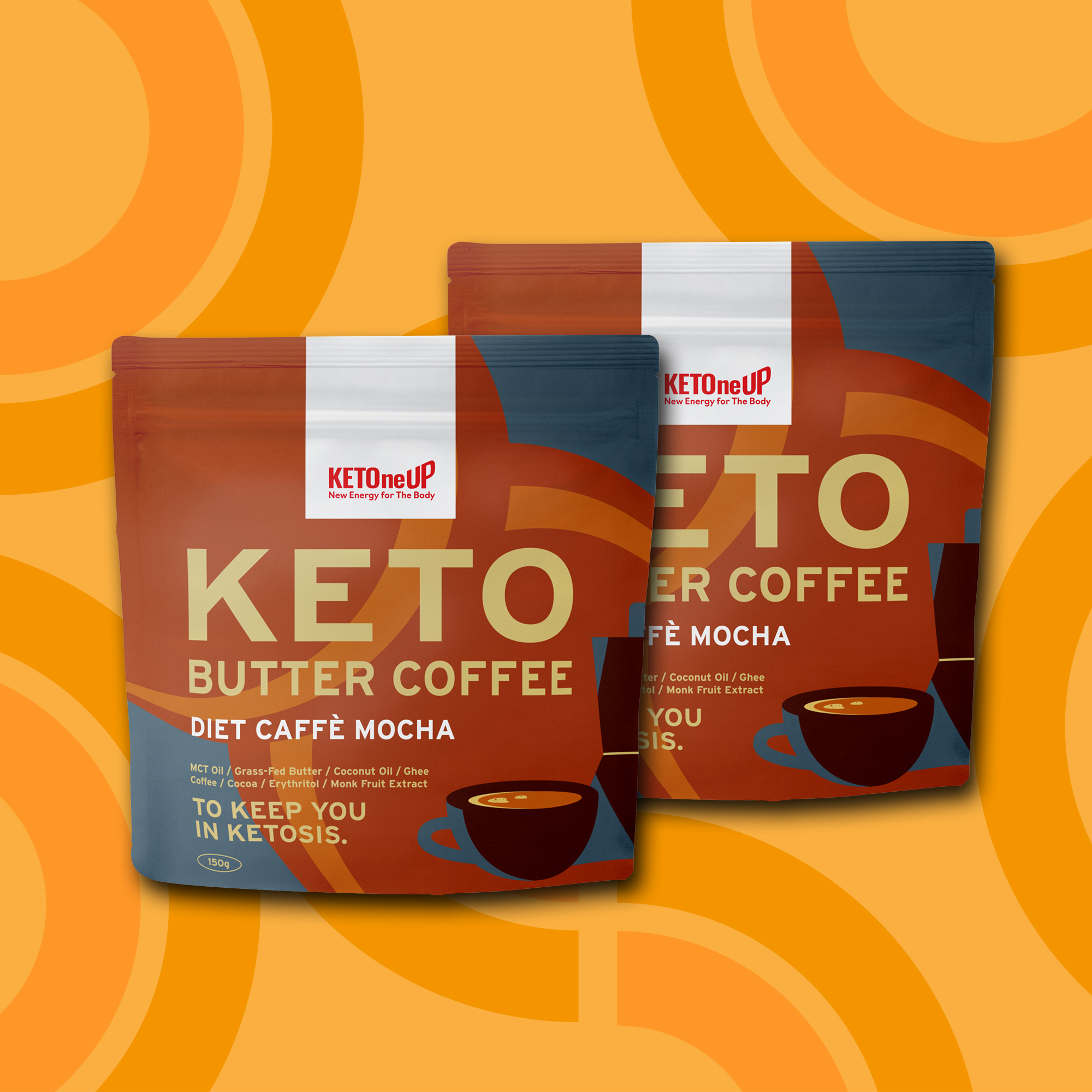 ★新発売セール★【26%OFF】KETOneUP ケトバターコーヒー ダイエットカフェモカ 150g（2個セット）