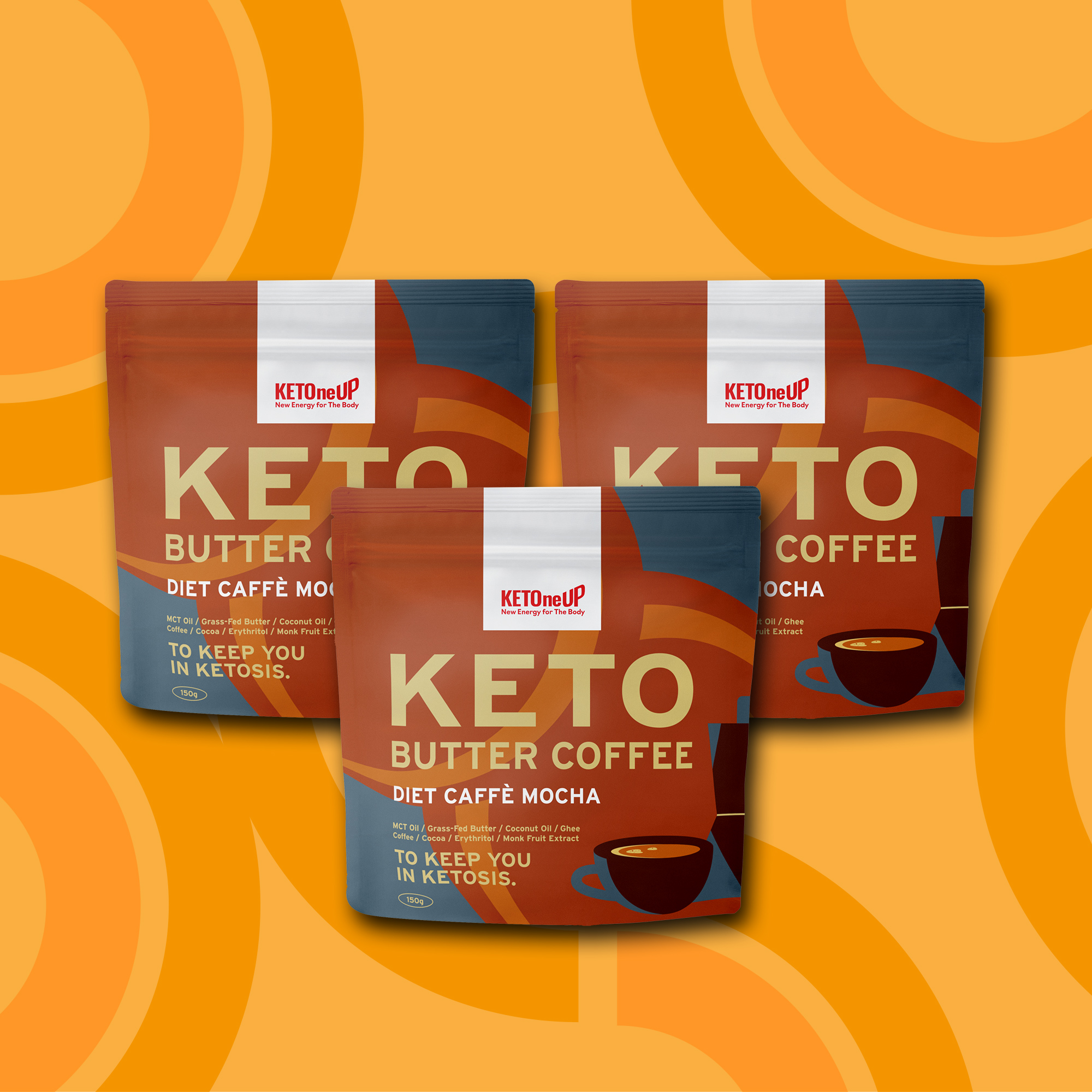 ★新発売セール★【28%OFF】KETOneUP ケトバターコーヒー ダイエットカフェモカ 150g（3個セット）