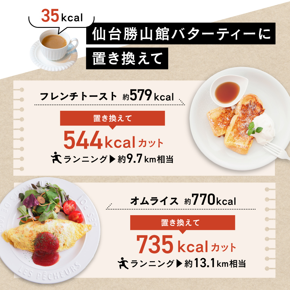 仙台勝山館バターコーヒーに置き換えてカロリーカット