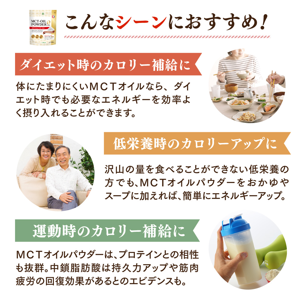 ダイエット時のカロリー補給に。低栄養時のカロリーアップに。運動時のカロリー補給に